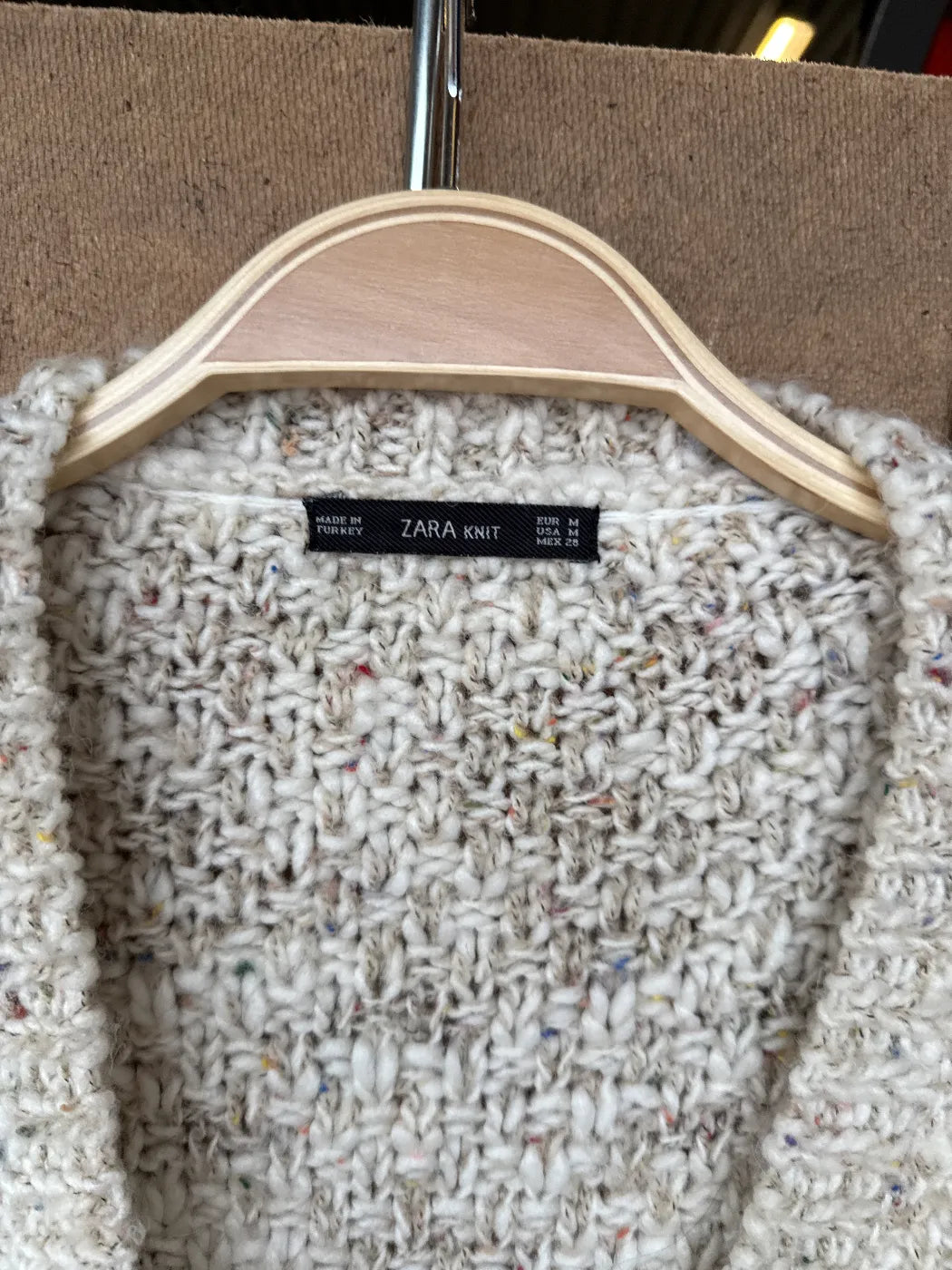 Zara Knit tjockstickad v-ringad tröja