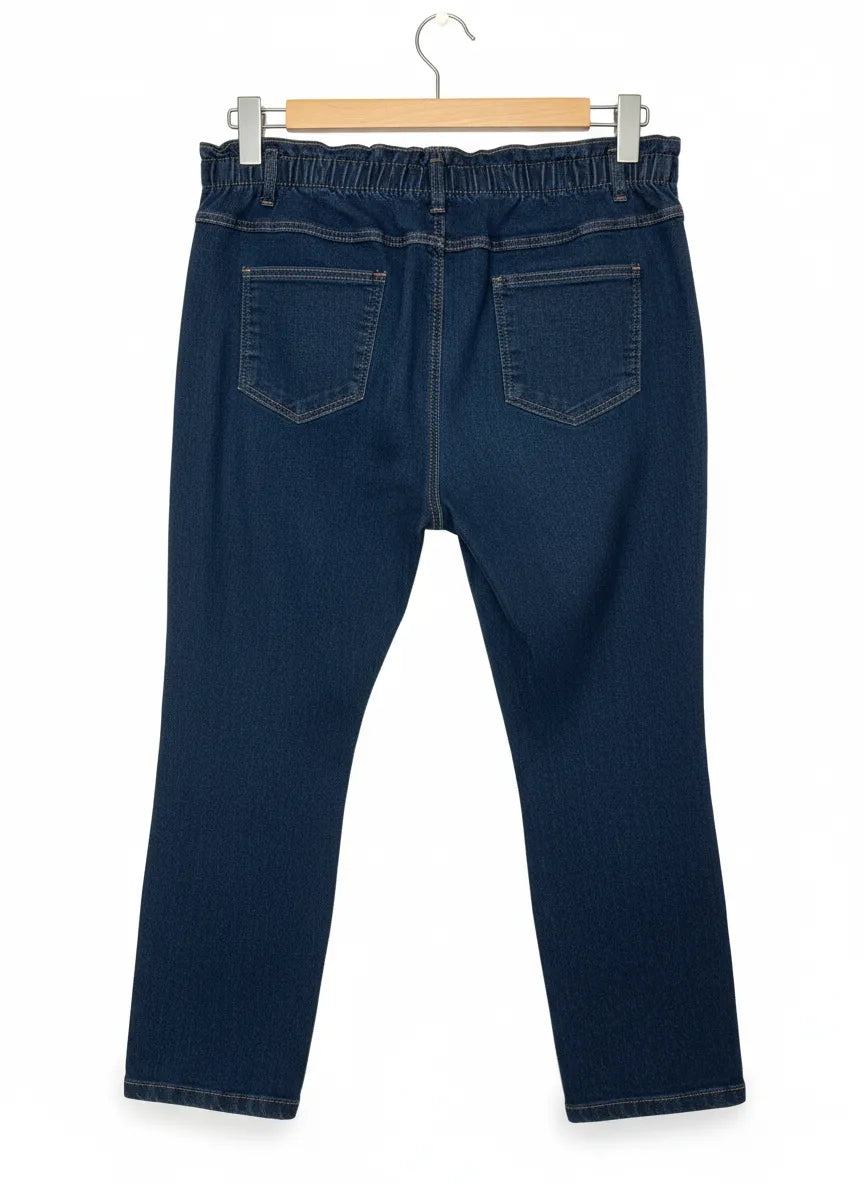 Mörkblå denimjeans med resårmidja