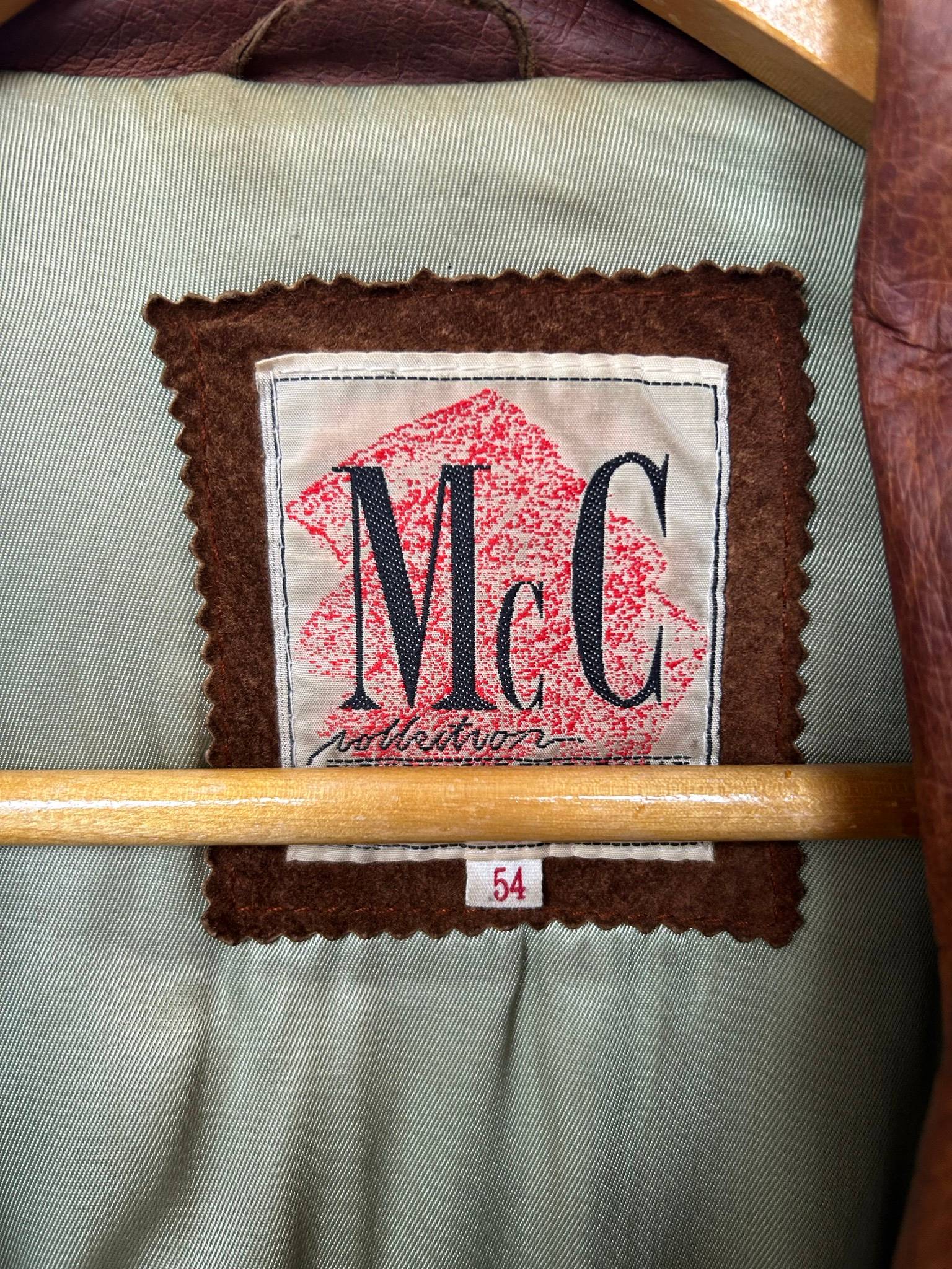 McC brun mockajacka med läderkrage