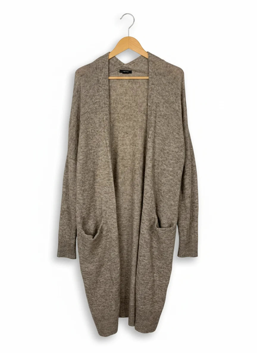 Lindex beige stickad kofta med fickor