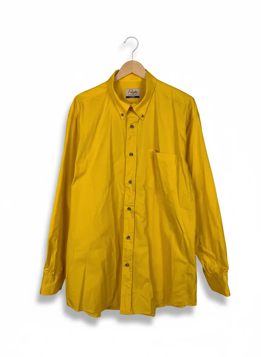 Printer gul skjorta med knappkrage
