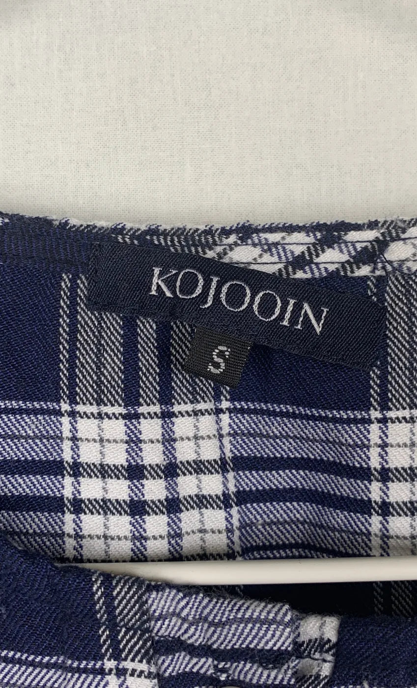 KOJOOIN marinblå rutmönstrad blus