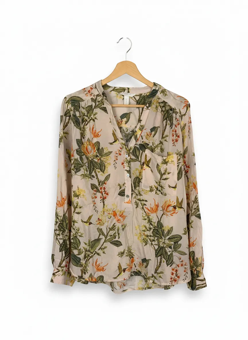 H&M blus med blommönster och långa ärmar