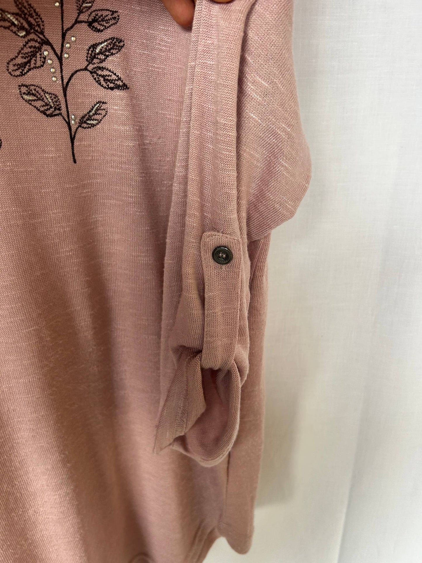 Isolde rosa långärmad topp med botaniskt tryck