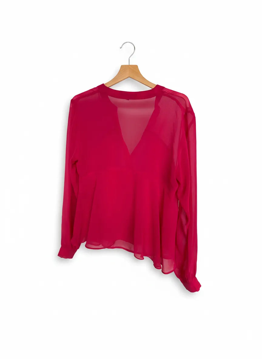 Second Female klar rosa genomskinlig blus