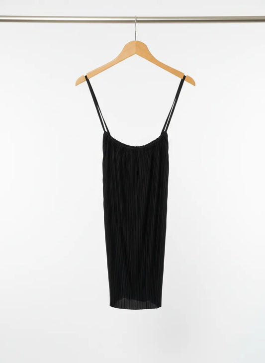 Gina Tricot svart plisserad linne-topp