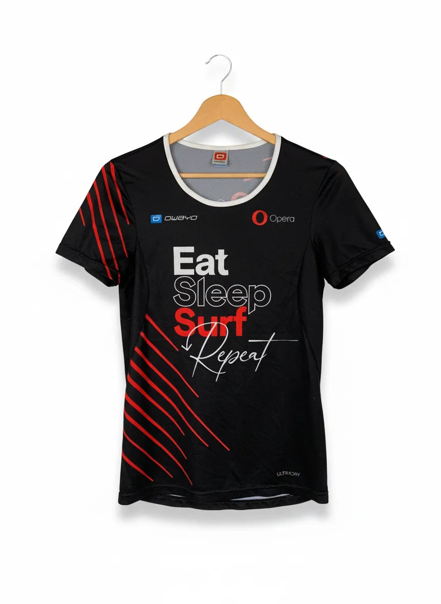 Owayo svart sportt-shirt med tryck