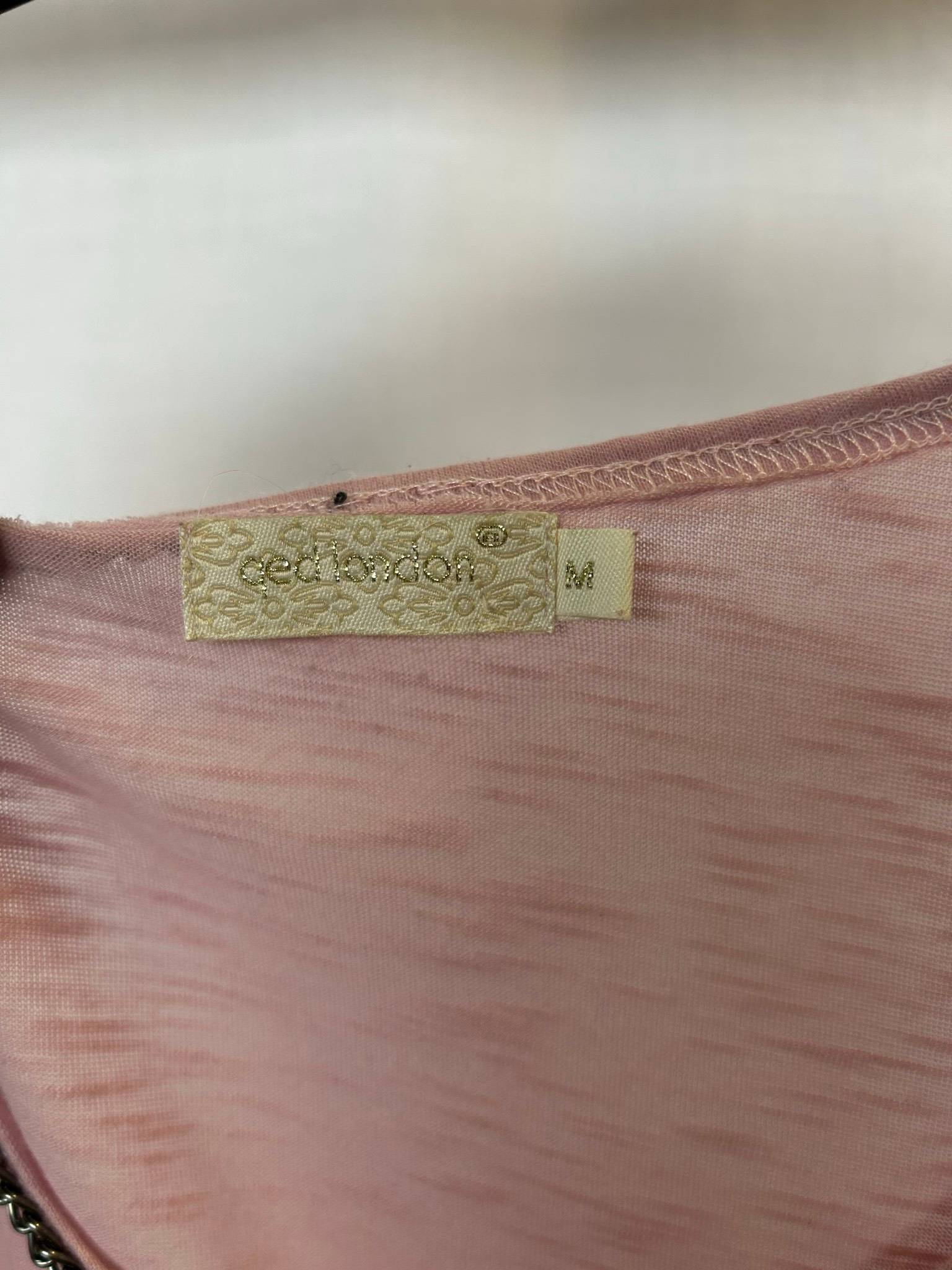 Cedlondon rosa linne med uggletryck och kedjeremmar
