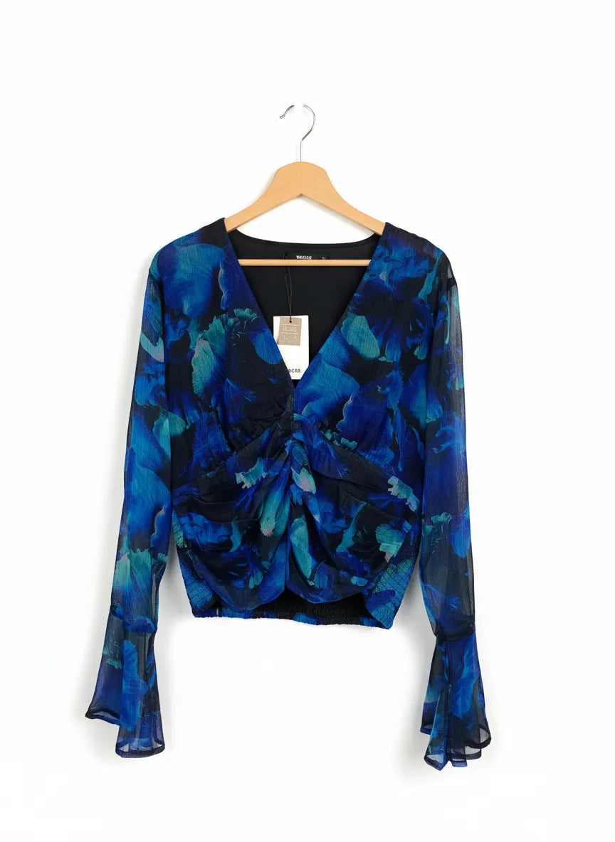 Bikbok BT Adore You Blå Blommig Blus