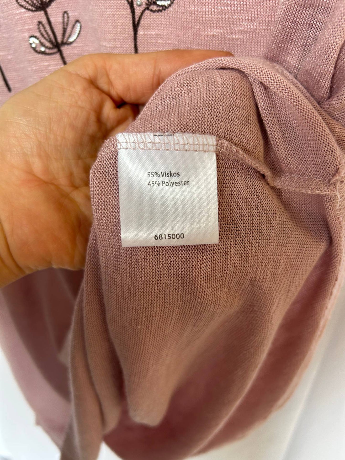 Isolde rosa långärmad topp med botaniskt tryck