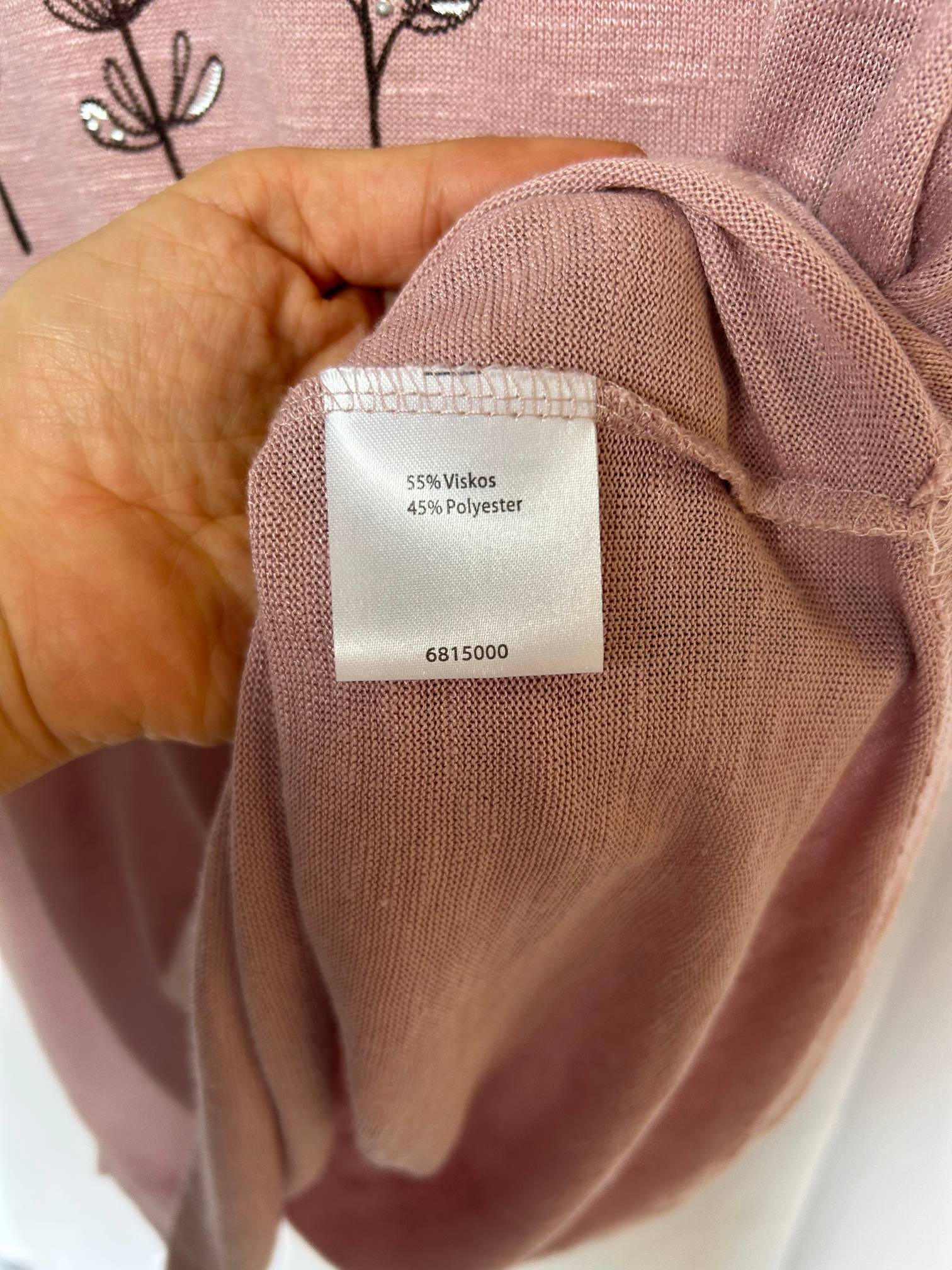 Isolde rosa långärmad topp med botaniskt tryck