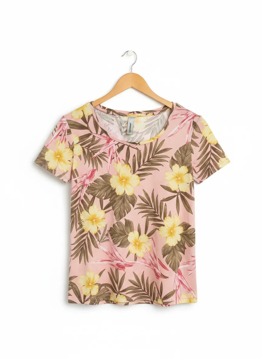 Soyaconcept t-shirt med blommönster och kort ärm
