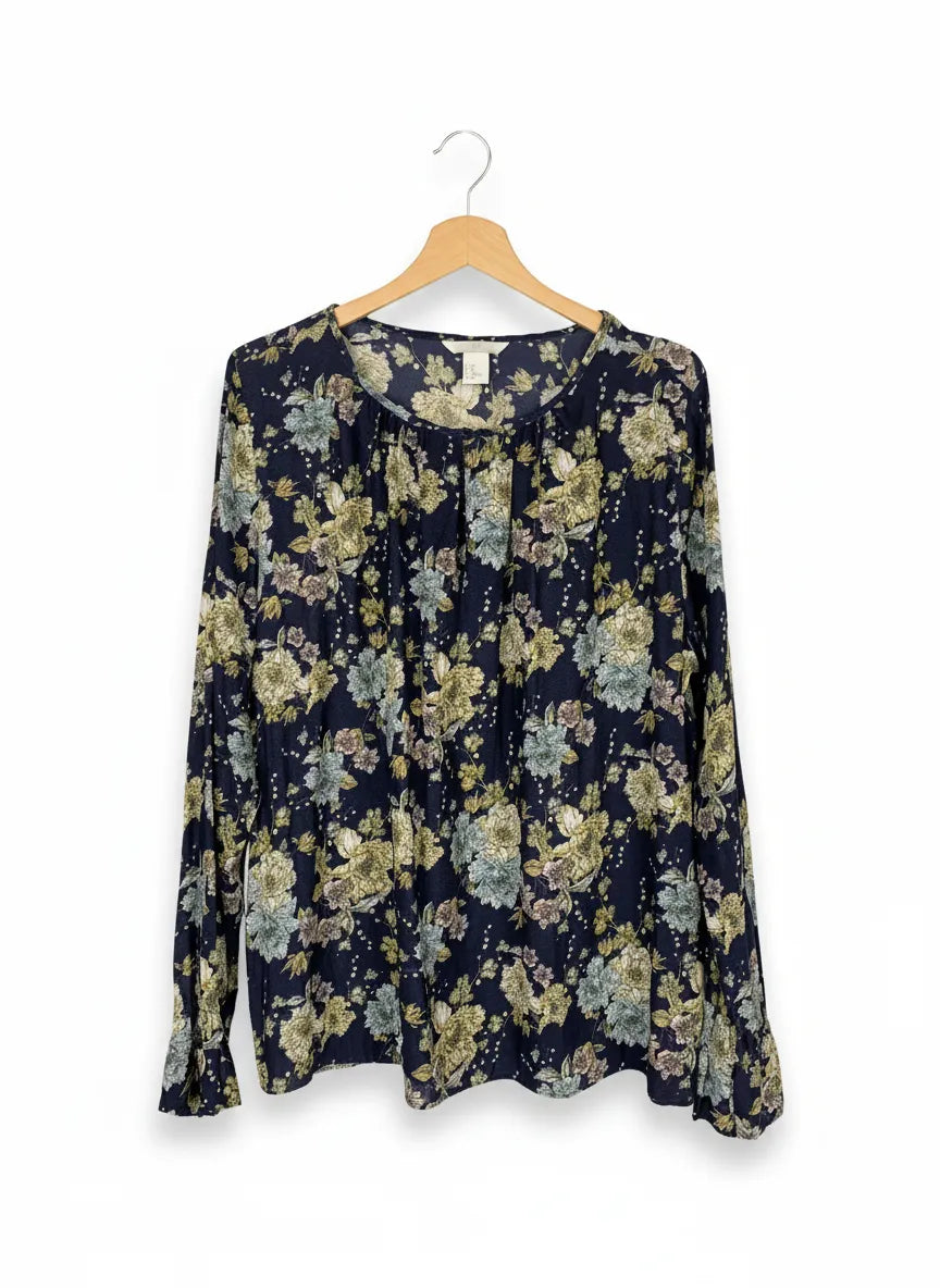 H&M blommig blus med långa ärmar