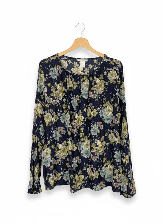 H&M blommig blus med långa ärmar