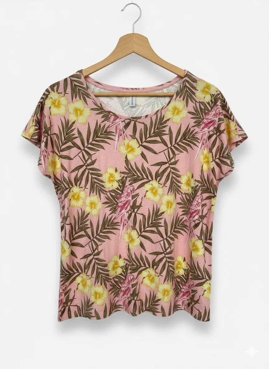 Soyaconcept t-shirt med blommönster och kort ärm