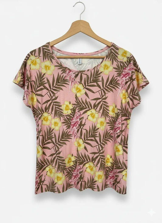 Soyaconcept t-shirt med blommönster och kort ärm