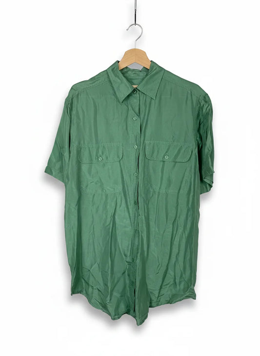 Pure Silk grön skjorta med kort ärm