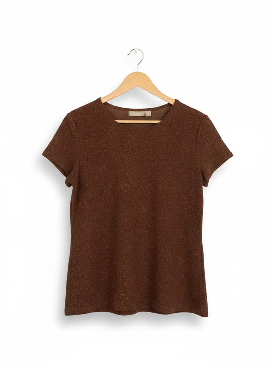 Croft & Barrow brun t-shirt med kort ärm och struktur