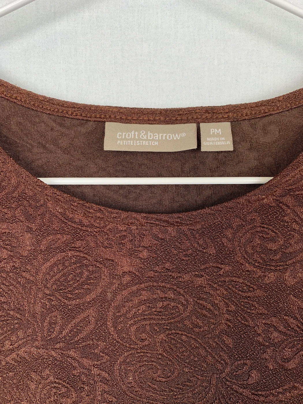 Croft & Barrow brun t-shirt med kort ärm och struktur
