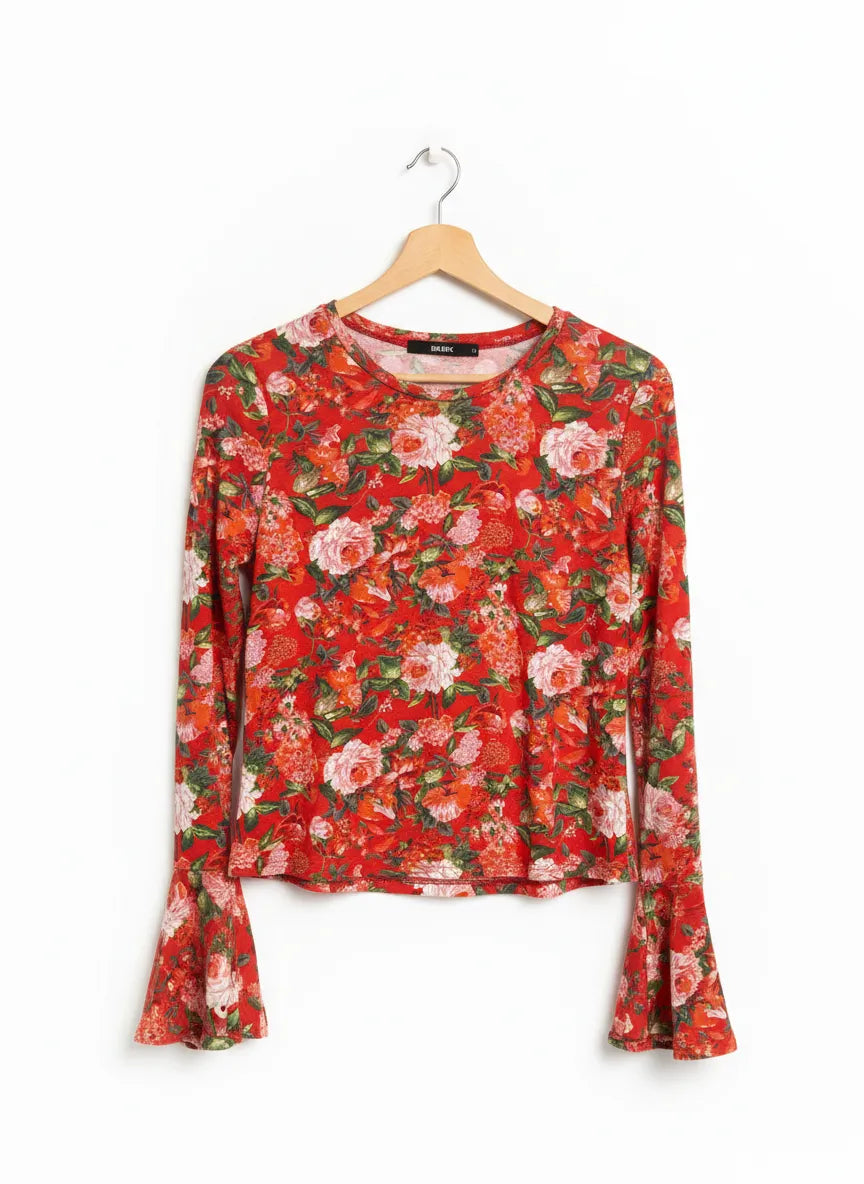 Bik Bok blommig långärmad topp