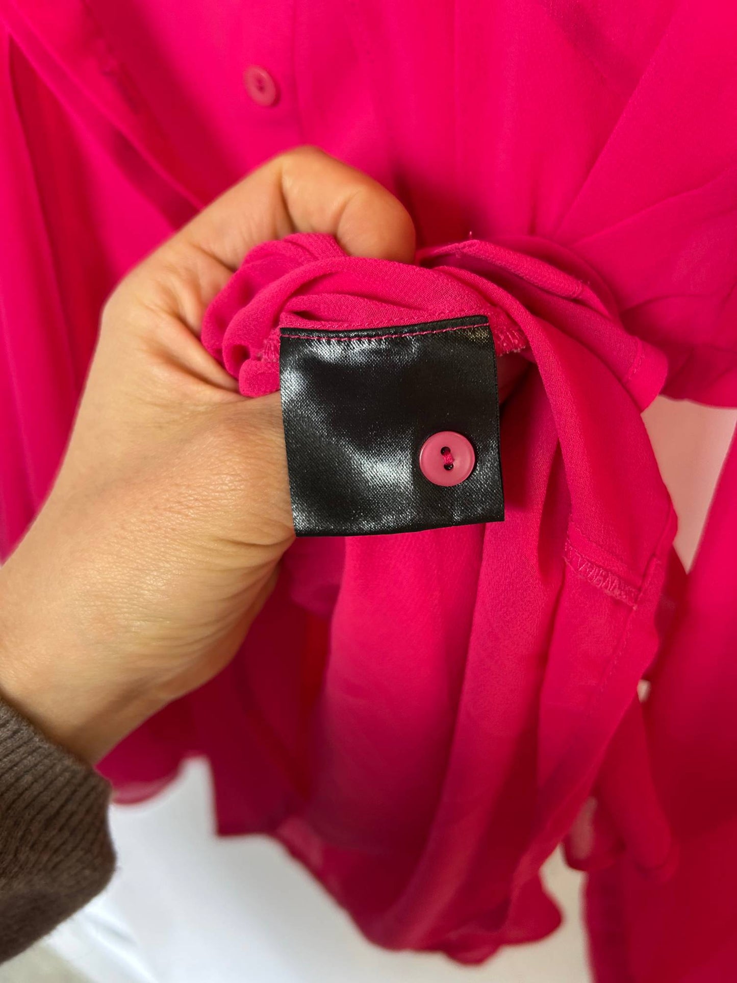 Second Female klar rosa genomskinlig blus