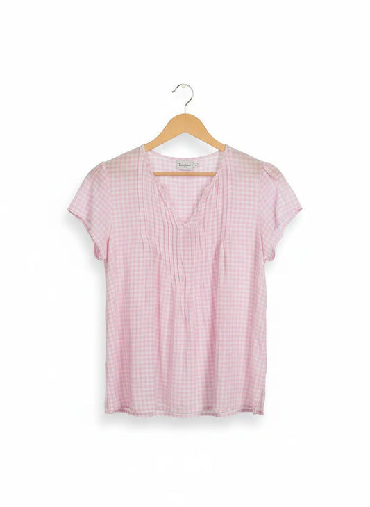 Bondelid rosa rutig blus
