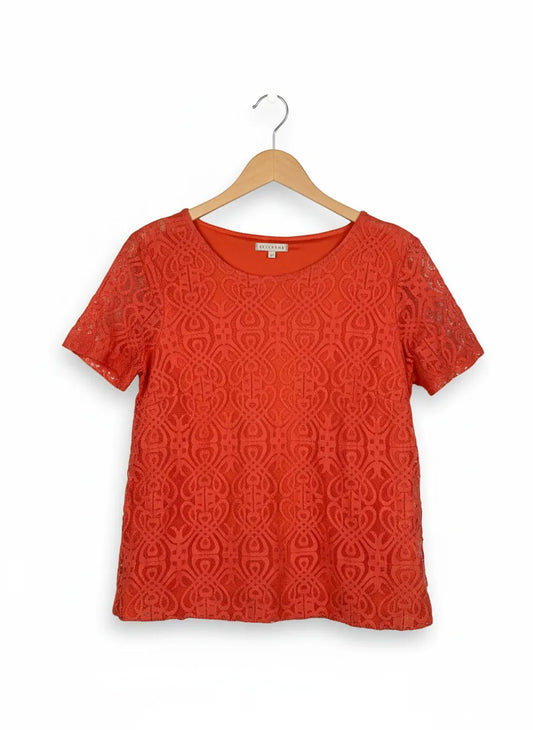 Epilogue orange spetsblus med kort ärm