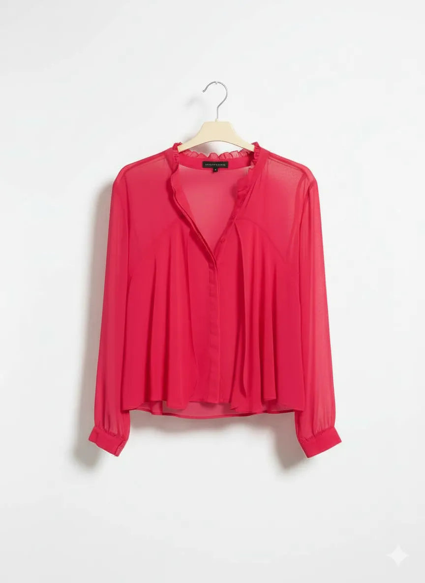 Second Female klar rosa genomskinlig blus