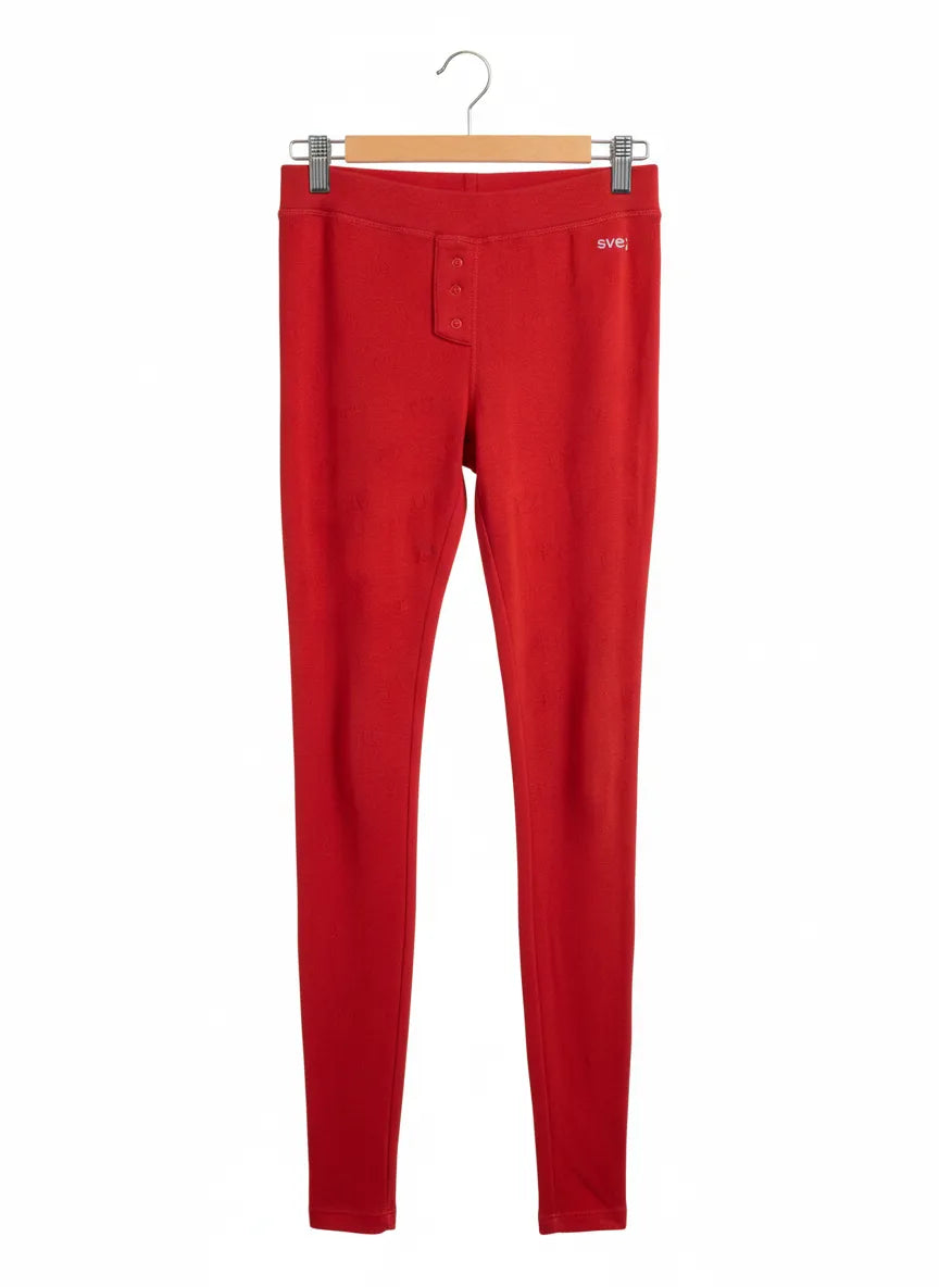 Svea röda leggings med knappdetalj